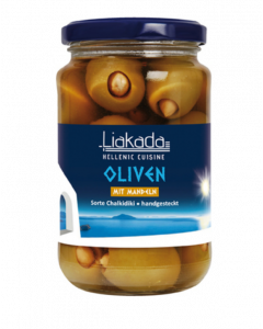 Greek Olives stuffed with Almonds in Wine Vinegar (Pitted)