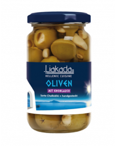 Greek Olives with Garlic in Wine Vinegar (Pitted)
