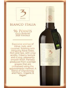 Three Passo Bianco Italian Organic White Wine (Luca Maroni: 96 pts)